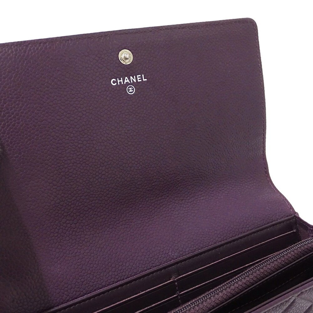 CHANEL Purple Caviar Leather Wallet - Picture 9 of 13